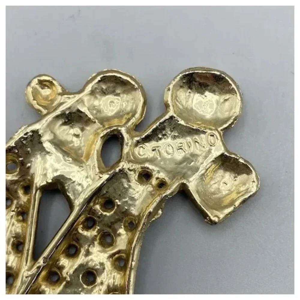 Vintage‎ Torino Black and Gold Tone Poodle Earring Holder Dogs